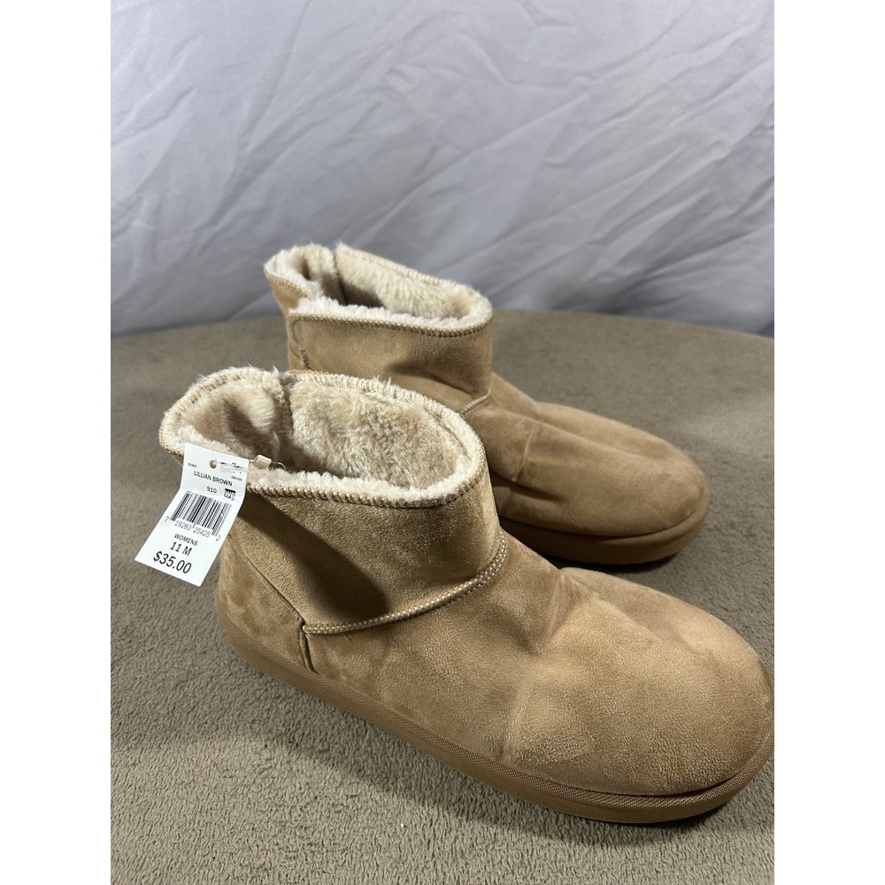 Women's Faux Suede‎ Fleece Lined Ankle Boots Lillian Brown Size 11M